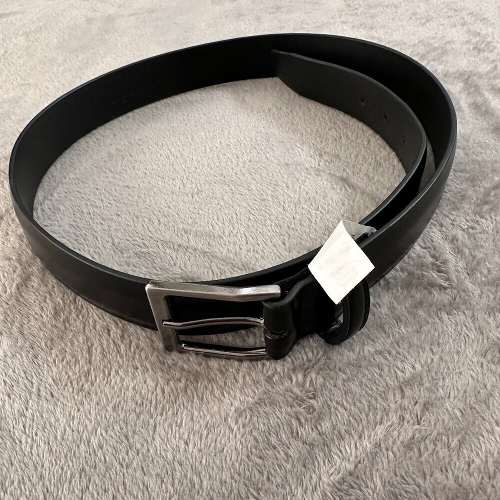 Florsheim Black Bonded Leather Belt Men's size 38 Silver Buckle